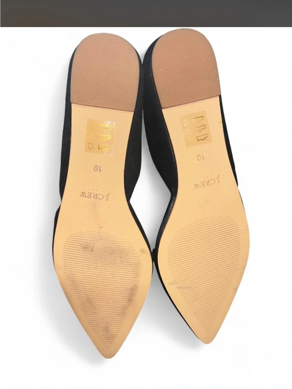 J. Crew Black Suede Pointed D'Orsay Flats with Leather Insole